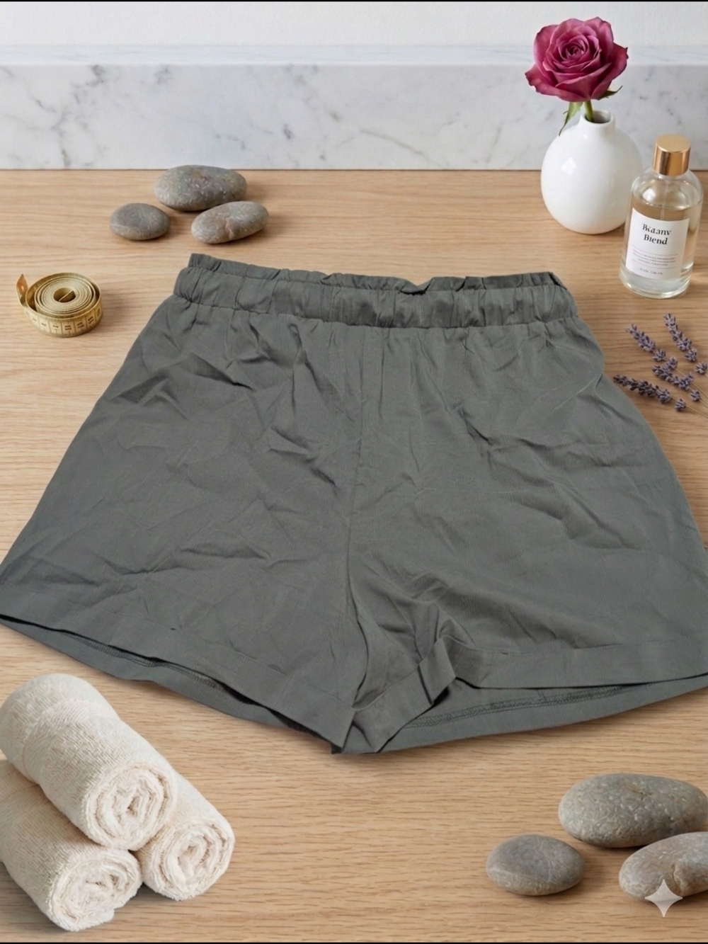 Feiersi Dark Gray Summer Wide Leg Beach Shorts w/ Buttons - Size XL (EUC) - Picture 7 of 9